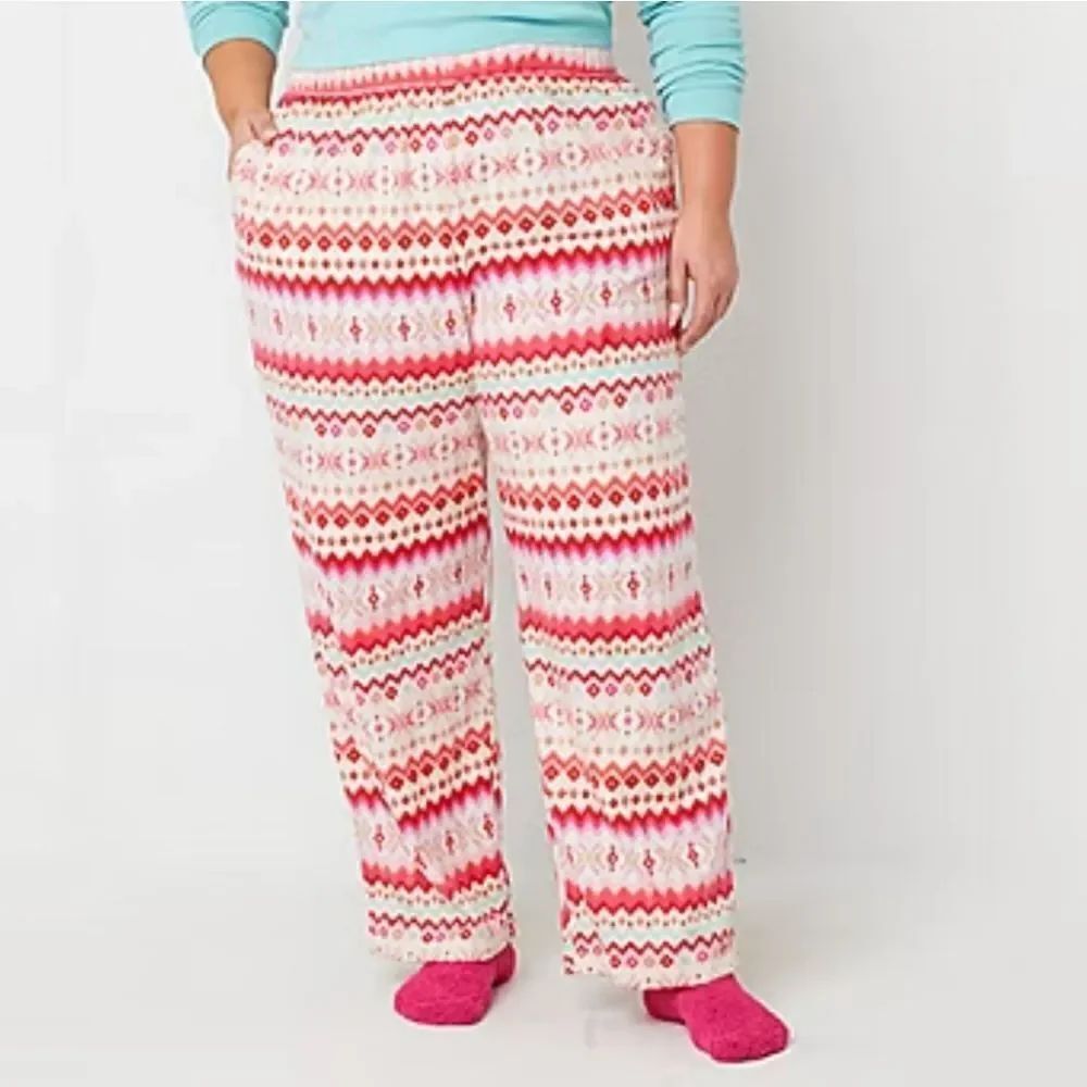 Sleep Chic Faire Isle Nordic Print Fleece PJ Pants and Socks Set Size XL